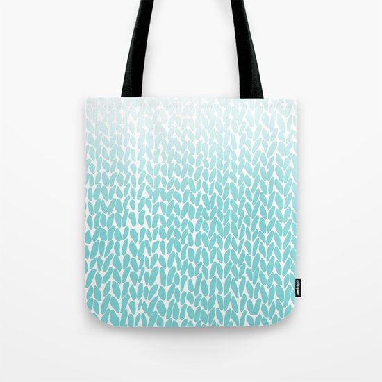 Hand Knitted Ombre Teal Tote Bag