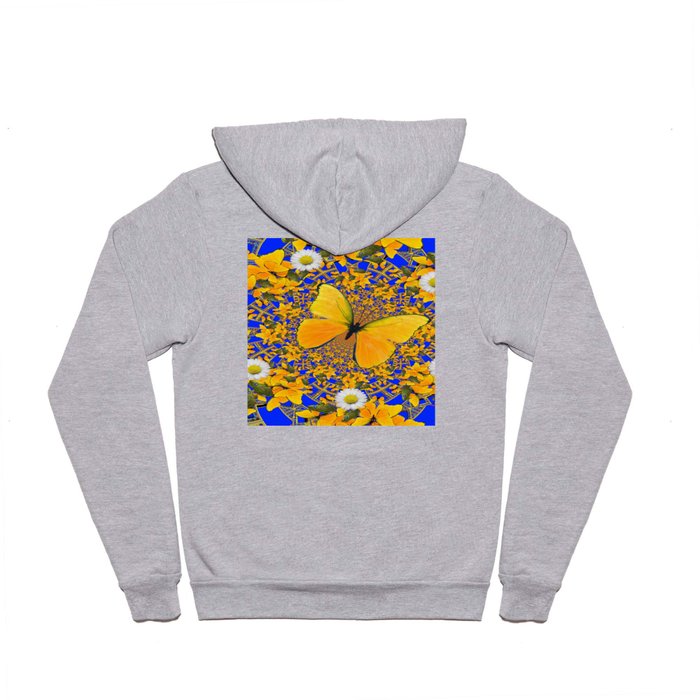 BUTTERFLY GREEN FROGS WHITE DAISIES BLUE MANDALA Hoody