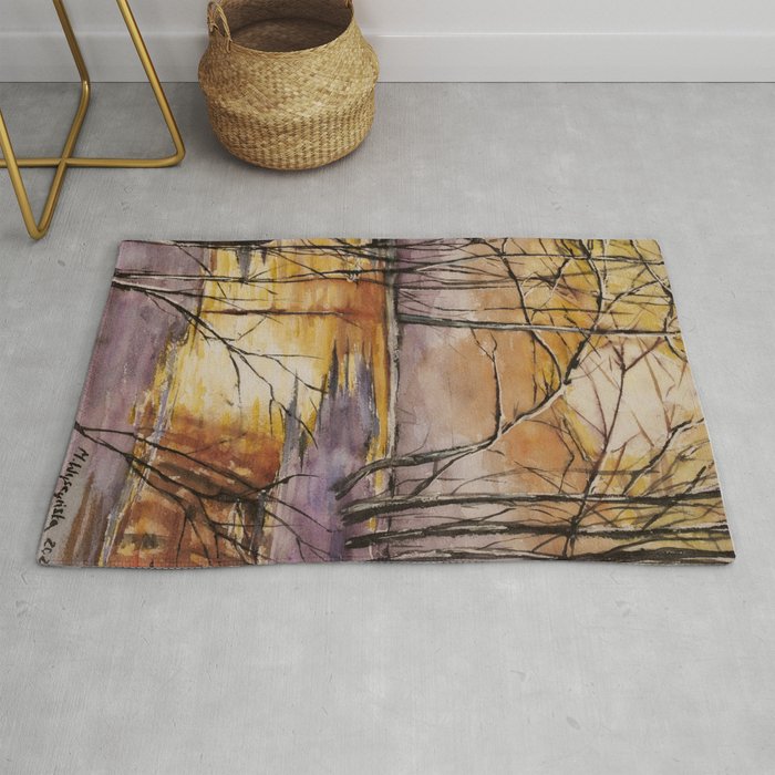 Sunset at the Marshland Watercolour Painting  Rug