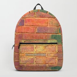 orange distressed painted brick wall ambient decor rustic brick effect Backpack