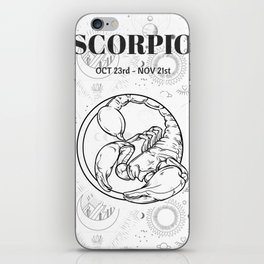 Scorpio Star Sign (Black and White) iPhone Skin