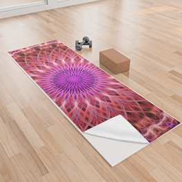 Glowing pink and red mandala Yoga Towel