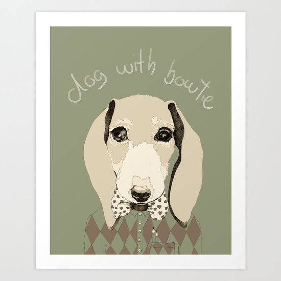 dog with bowtie Art Print