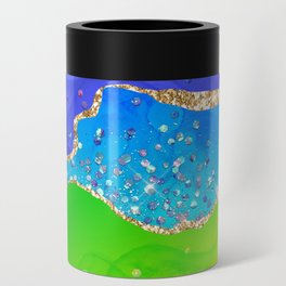 Vibrant Rainbow Glitter Agate Texture 07 Can Cooler