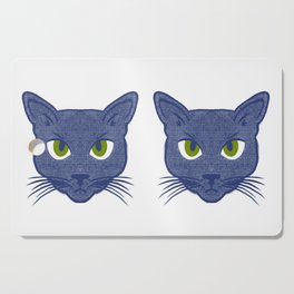 Retro Modern Periwinkle Cats Duo White Cutting Board