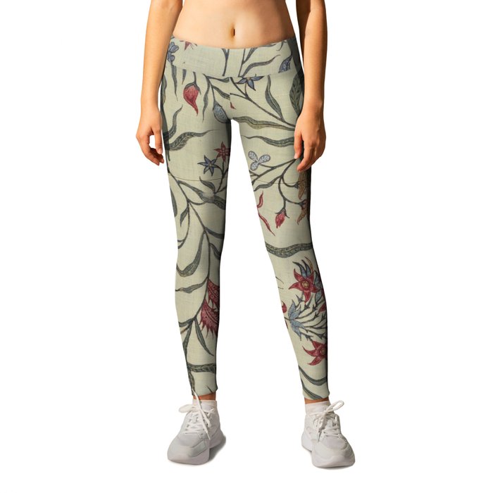 Antique Chintz Floral Curving Vines Design Leggings