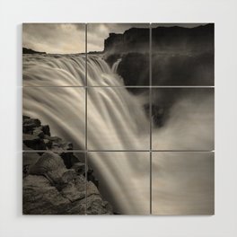 Time lapse photograph of waterfalls during daytime black and white art nature photography - photographs Wood Wall Art