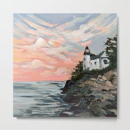 Maine, Bass Harbor Head Lighthouse Metal Print | Landscapepainting, Acadia, Usatravel, Barharbor, Lighthouse, Coastal, Painting, Nationalparkart, Atlanticocean, Lighthouseart 