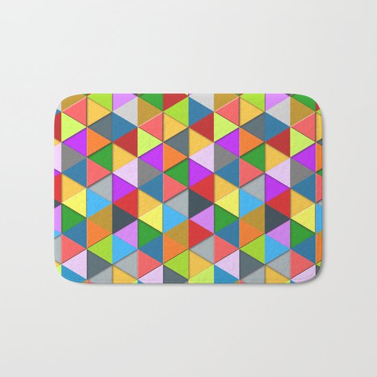 Colorful triangle galore geometric pattern Bath Mat