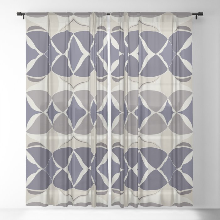 Modern abstract big weave pattern - Blue Sheer Curtain