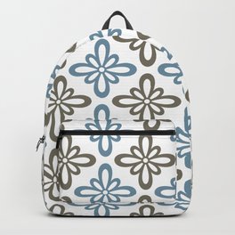 Modern Abstract Flower Tile Pattern Turquoise Blue Olive Brown Backpack