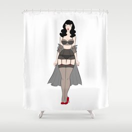 Brunette with lingerie Shower Curtain