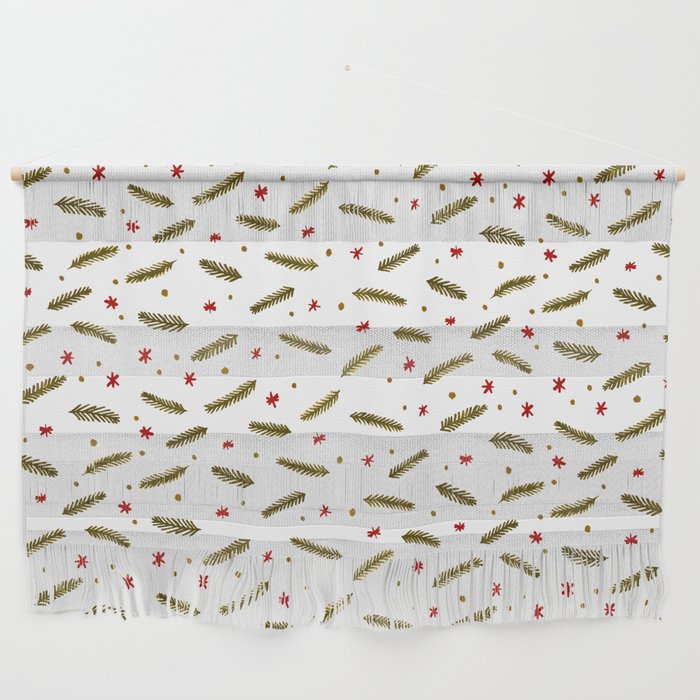 Christmas branches and stars - amber and red Wall Hanging