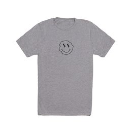 Wonky Smiley Face - Black and Cream T Shirt