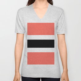 Horizontal stripes 3 Coral and black V Neck T Shirt