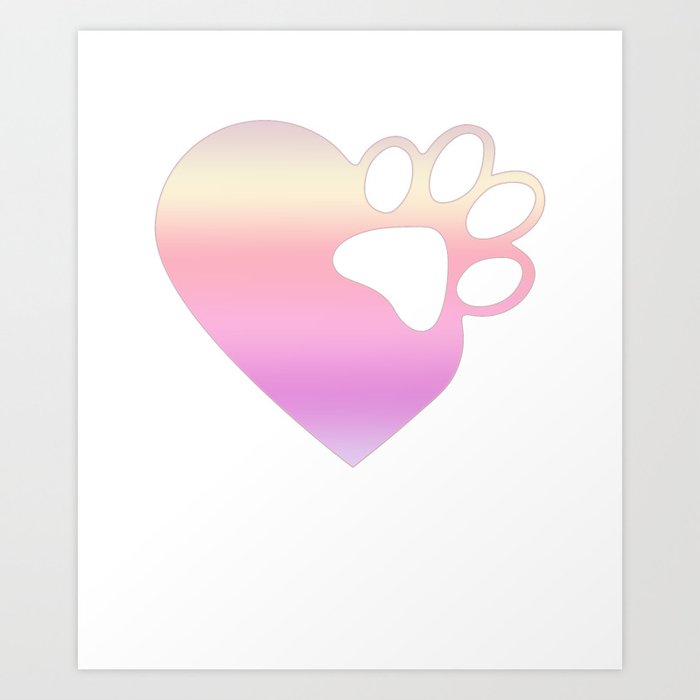 Cute Heart Paw Print Design Funny Love Gift For Cat Owners Art