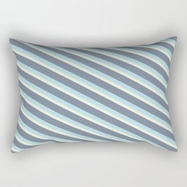 [ Thumbnail: Powder Blue, Beige & Slate Gray Colored Stripes/Lines Pattern Rectangular Pillow ]