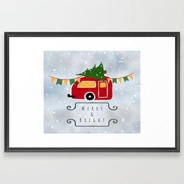 Merry and Bright Holiday Trailer Framed Art Print