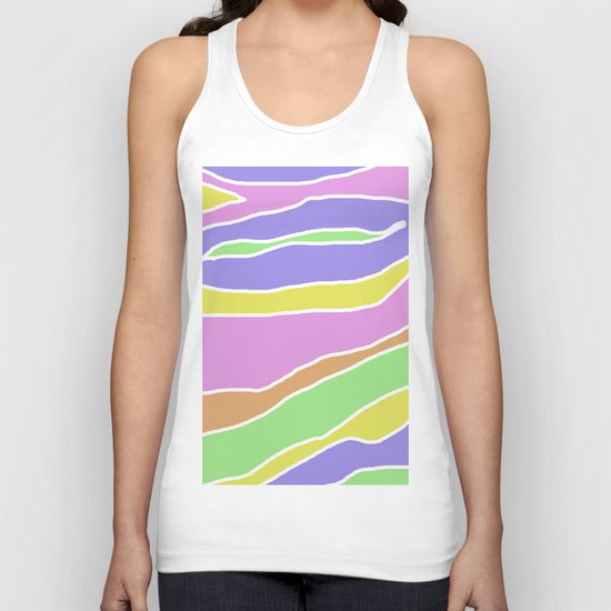 Pastel Current - Pink, blue, yellow and green pastel abstract painting Unisex Tank Top