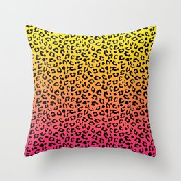 Gradient Pink and Orange Cheetah Print Throw Pillow