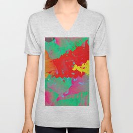 Abstract Paint Gradient V Neck T Shirt