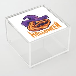 halloween pumpkin with witch hat Acrylic Box