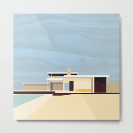 Mid Century Modern Kaufman House: Palm Springs: Architecture by Richard Neutra: Blue Yellow Brown Metal Print