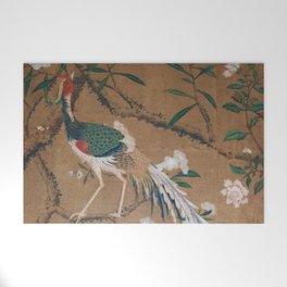 Antique French Chinoiserie in Tan & White Welcome Mat