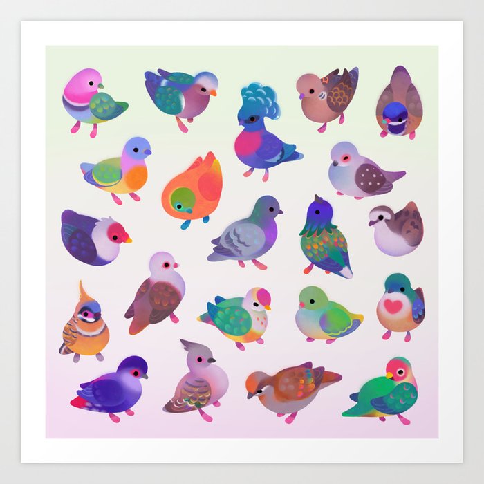 Wild pigeon - light Art Print