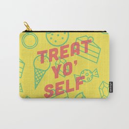 Treat Yo' Self Carry-All Pouch | Leslieknope, Curated, Typography, Graphicdesign, Aziz, Ronswanson, Parksandrec, Donna, Graphic Design, Funny 