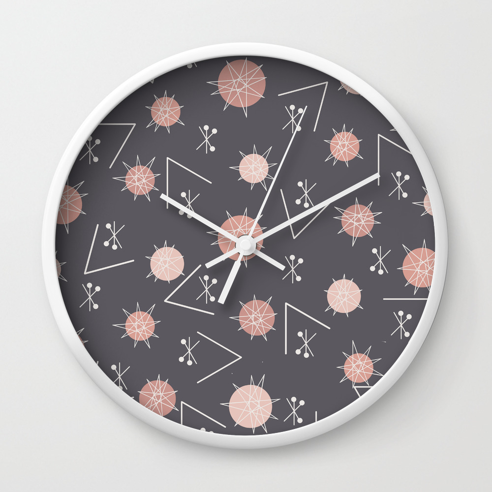 Mid Century Modern Sputnik Starburst Planets 7 Wall Clock By Zennykenny Society6