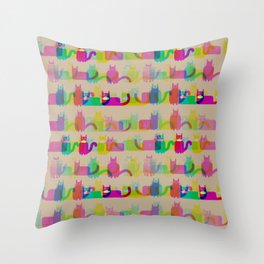 Trippy Cats Throw Pillow