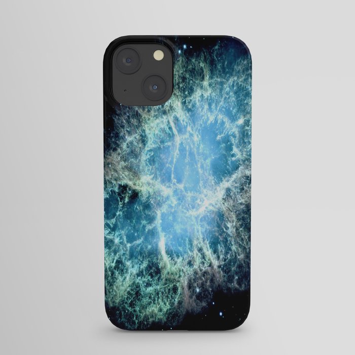 Crab Nebula : Aqua Teal Blue Galaxy iPhone Case