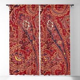 Red, Blue, Yellow and White Vintage Paisley Floral Blackout Curtain