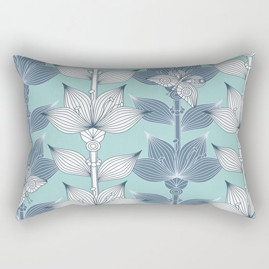 WHITE AND BLUE FLOWERS Rectangular Pillow