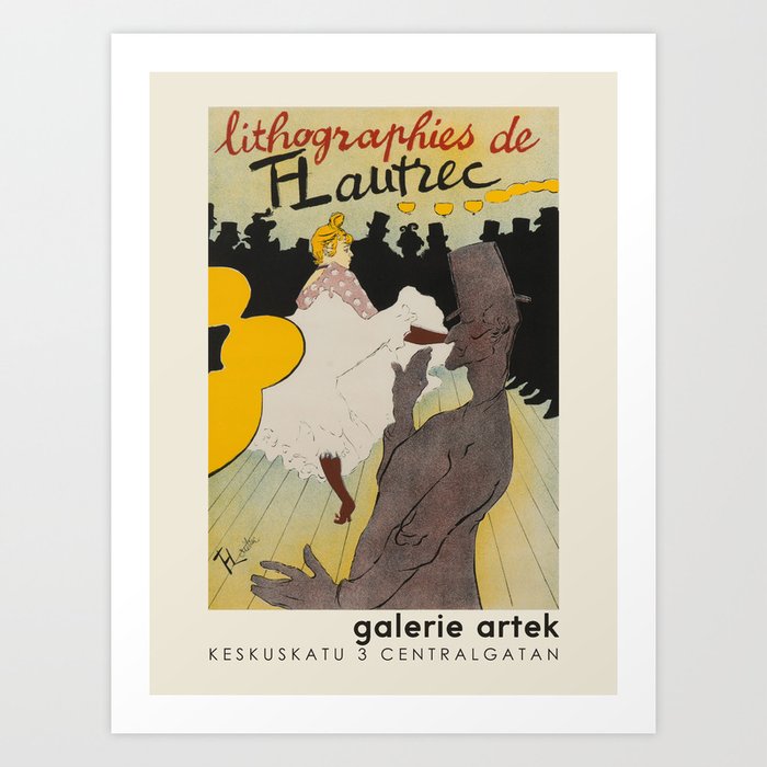 Henri de Toulouse-Lautrec. Exhibition poster for Galerie Artek in Helsinki, 1955. Art Print
