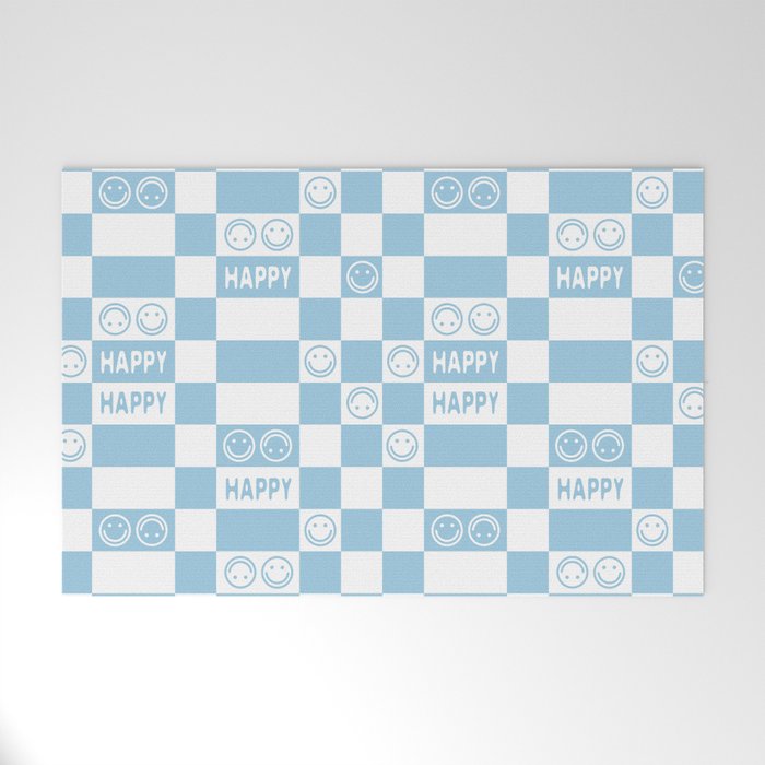 HAPPY Checkerboard 2.0 (Morning Sky Light Blue Color) Welcome Mat