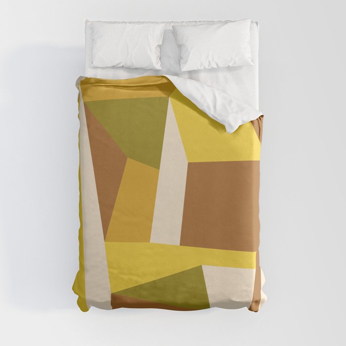 Retro Abstraction | 70s Brown and Mustard Duvet Cover