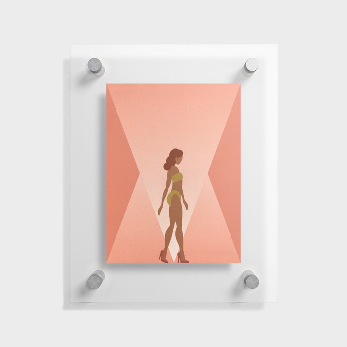 Woman Walking with Geometric Triangles, Entitled "Hollywood, Left" Floating Acrylic Print