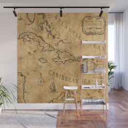 Old Nautical Map Carribeans Wall Mural