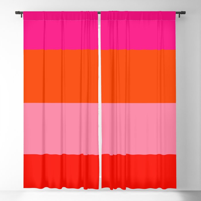 Hot Pink and Bright Orange Stripes Blackout Curtain