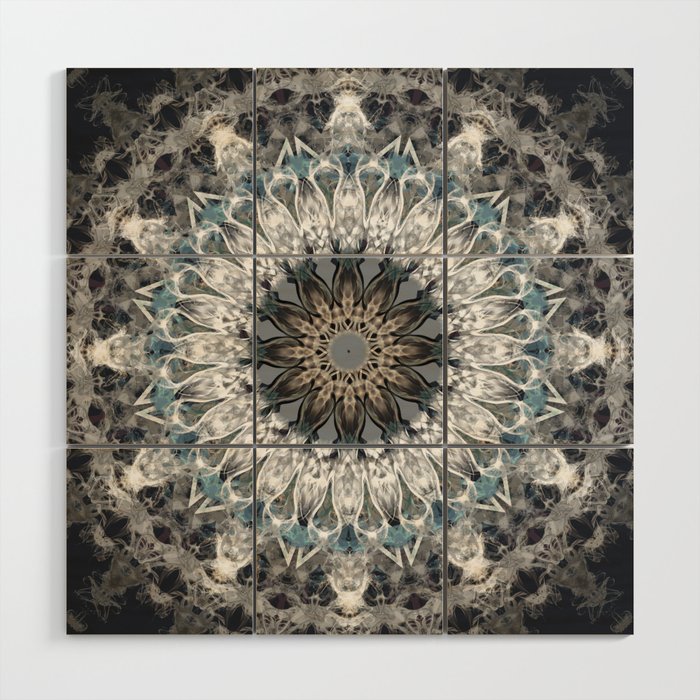 Gray, blue Mandala Wood Wall Art