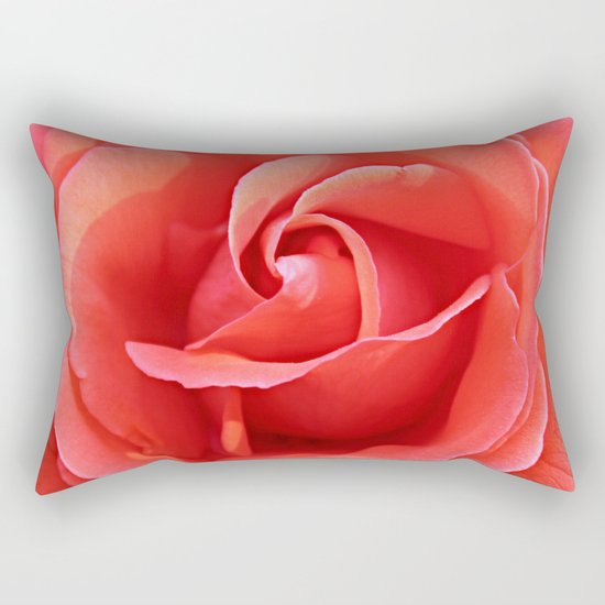 Salmon Floral Rose Abstract Rectangular Pillow