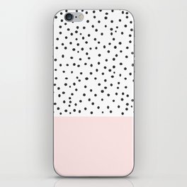 Pastel pink black watercolor polka dots pattern iPhone Skin