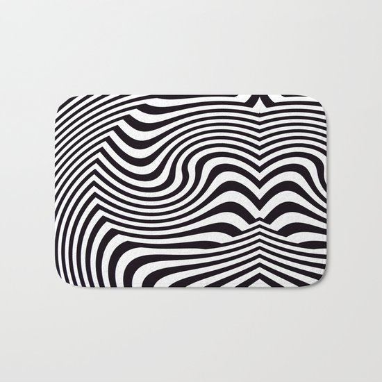 Black and White Pop Art Optical Illusion Bath Mat
