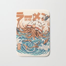 Dark Great Ramen off Kanagawa Bath Mat | Kaiju, Kanagawa, Angry, Noodle, Japan, Lamen, Japanesefood, Monster, Waves, Food 