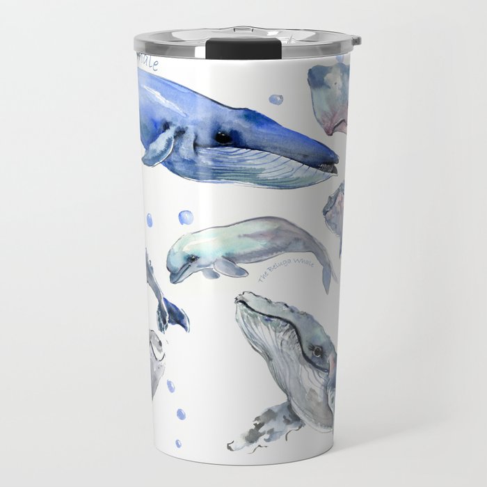 Whales Whale Design Wall Art Sea Marine Aquatic Animal School Learning Travel Mug By Sureart