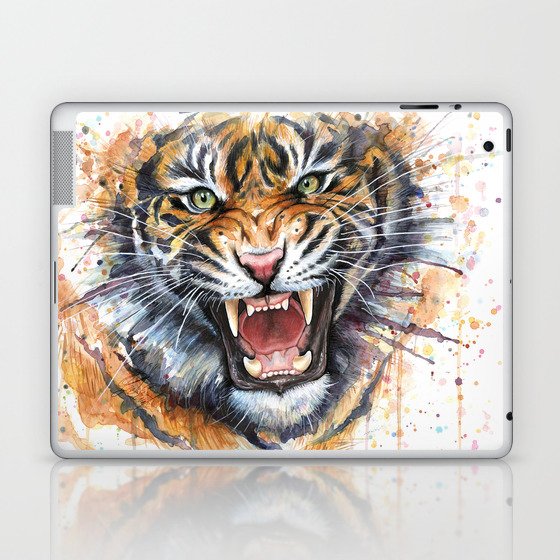 Tiger Watercolor Animal Painting Laptop & iPad Skin