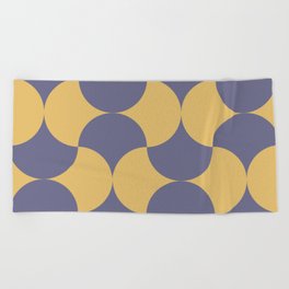 Indian tiles purple and yellow Beach Towel