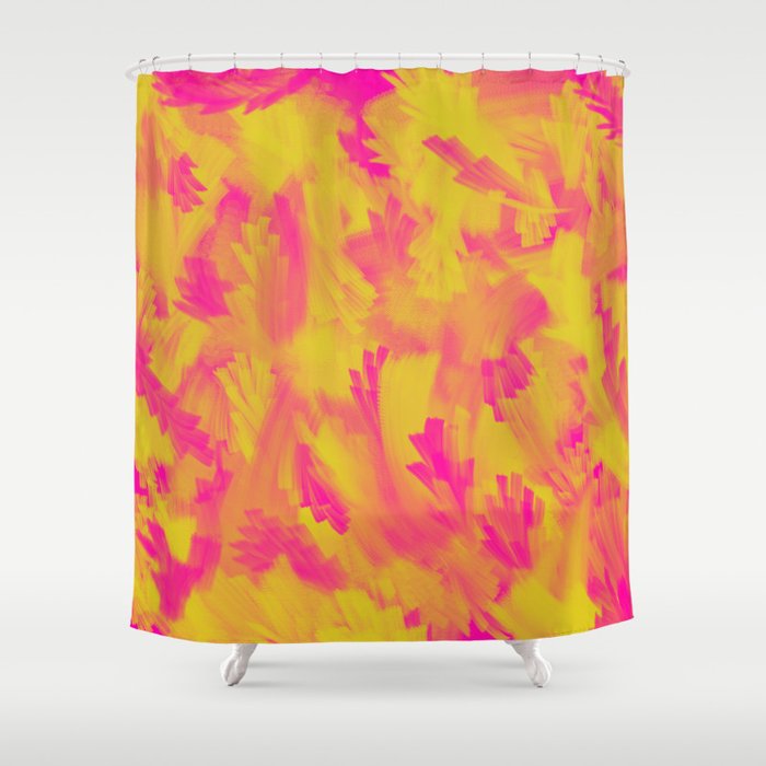 "Tropical Reverie" - a design from the original line "MKLYNE" [hot pink&lime] Shower Curtain
